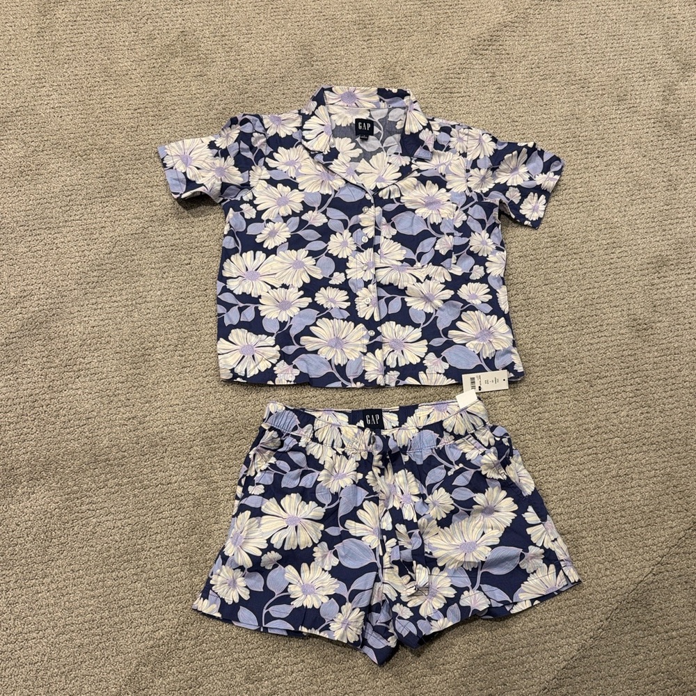 GAP Women Floral Pajama Set - Blue and White